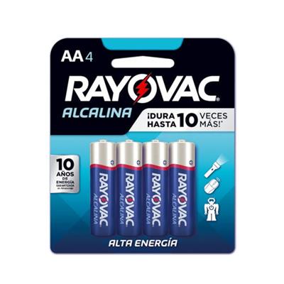 PILA AA RAYOVAC ALCALINA BLISTER X 4 - DURA 20 VECES MAS!!!