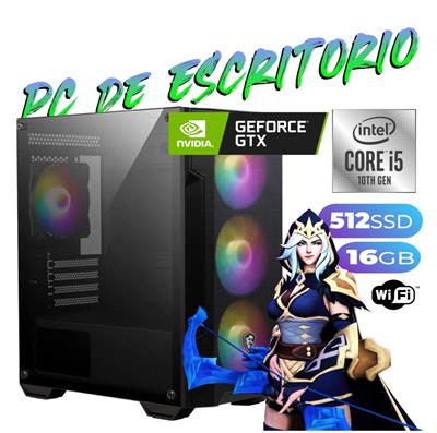 PC DE ESCRITORIO INTEL I5-10400 - 16GB - SSD 512GB M.2 - PLACA DE VIDEO GTX 1650 - GABINETE MSI RGB - FUENTE CORSAIR CX650 - WIFI- FREEDOS