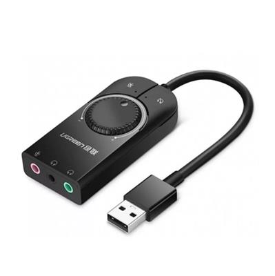 PLACA DE SONIDO USB UGREEN CON VOLUMEN MICROFONO + AURICULAR