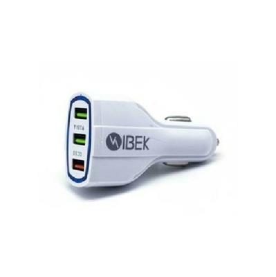 CARGADOR P/AUTO IBEK USBx3 6.8A CARGA RAPIDA